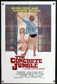t147 CONCRETE JUNGLE one-sheet poster '82 behind these bars everybody belongs to someone, sexy art!