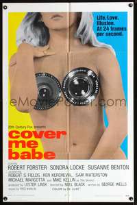 t151 COVER ME BABE int'l one-sheet movie poster '70 sexiest camera lense on nude girl image!