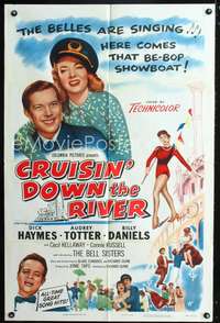 t157 CRUISIN' DOWN THE RIVER one-sheet movie poster '53 Audrey Totter and her be-bop showboat!
