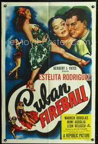t159 CUBAN FIREBALL one-sheet movie poster '51 sexy artwork of Estelita Rodriguez!
