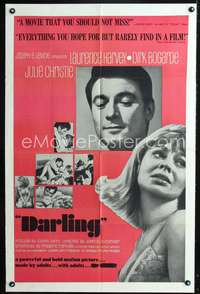 t168 DARLING one-sheet poster '65 Julie Christie, Laurence Harvey, Dirk Bogarde, John Schlesinger