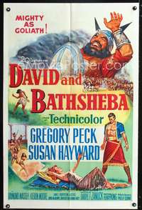 t169 DAVID & BATHSHEBA one-sheet movie poster '51 Biblical Gregory Peck & Susan Hayward!