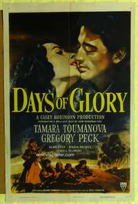 t170 DAYS OF GLORY one-sheet movie poster '44 first Gregory Peck, Tamara Toumanova