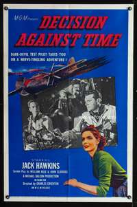 t173 DECISION AGAINST TIME one-sheet movie poster '57 Jack Hawkins, British test pilots!