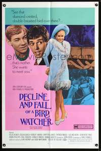 t174 DECLINE & FALL OF A BIRD WATCHER one-sheet movie poster '69 she's sexy and wants to meet you!