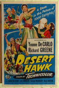 t176 DESERT HAWK style A one-sheet movie poster '50 sexy harem girl Yvonne De Carlo!
