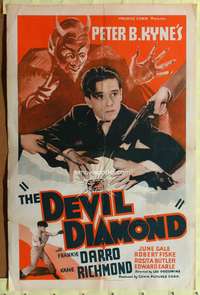 t180 DEVIL DIAMOND one-sheet movie poster '37 Frankie Darro, Kane Richmond, cool Devil art!