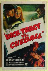 t184 DICK TRACY VS CUEBALL one-sheet movie poster '46 Morgan Conway vs crazed Dick Wessel!