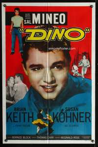 t186 DINO one-sheet movie poster '57 troubled teen Sal Mineo super close up!