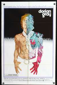 t196 DORIAN GRAY one-sheet movie poster '71 Helmut Berger, really cool Ted CoConis artwork!