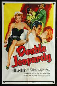 t197 DOUBLE JEOPARDY one-sheet movie poster '55 super sexy bad Allison Hayes!
