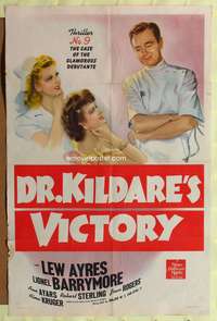 t200 DR. KILDARE'S VICTORY one-sheet movie poster '41 doctor Lew Ayres & sexy nurse!