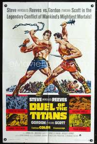 t205 DUEL OF THE TITANS one-sheet poster '63 Corbucci, Steve Hercules Reeves vs Gordon Tarzan Scott!