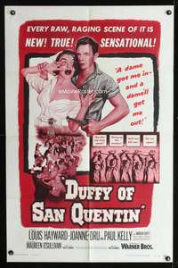 t208 DUFFY OF SAN QUENTIN one-sheet movie poster '54 Louis Hayward prison escape image!
