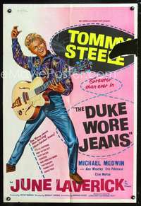 t209 DUKE WORE JEANS English one-sheet movie poster '58 Tommy Steel plays guitar!