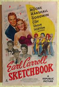 t212 EARL CARROLL SKETCHBOOK one-sheet movie poster '46 sexy Constance Moore, cool musical art!