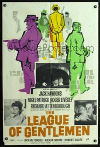 t361 LEAGUE OF GENTLEMEN English one-sheet movie poster '59 gangster Jack Hawkins!