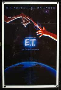 t211 E.T. THE EXTRA TERRESTRIAL one-sheet movie poster '82 Steven Spielberg classic, John Alvin art!