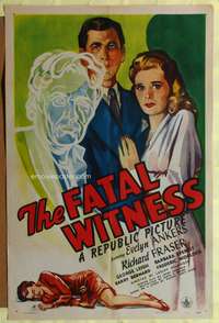 t235 FATAL WITNESS one-sheet movie poster '45 Evelyn Ankers, Richard Fraser, cool artwork!