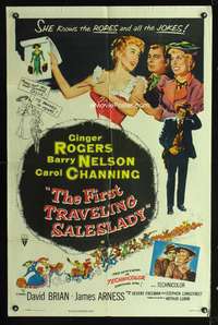 t241 FIRST TRAVELING SALESLADY one-sheet movie poster '56 Ginger Rogers sells barbed-wire!