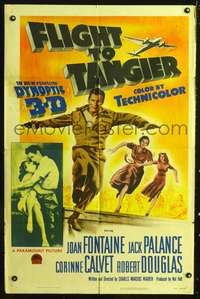 t243 FLIGHT TO TANGIER one-sheet movie poster '53 Jack Palance in new perfected Dynoptic 3-D!