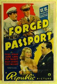 t250 FORGED PASSPORT one-sheet movie poster '39 Paul Kelly, sexy June Lang!