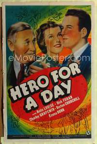 t292 HERO FOR A DAY one-sheet movie poster '39 Anita Louise, Dick Foran, Charley Grapewin