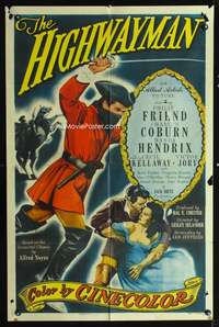 t299 HIGHWAYMAN one-sheet movie poster '51 Philip Friend, Charles Coburn