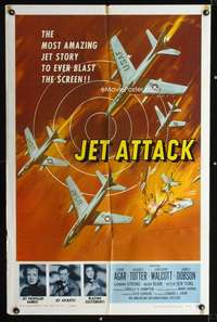 t332 JET ATTACK one-sheet movie poster '58 cool military fighter jet artwork!