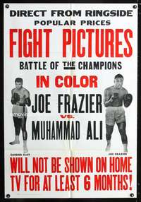 t001 JOE FRAZIER VS MUHAMMAD ALI FIGHT PICTURES one-sheet poster '71 boxing battle of the champions!