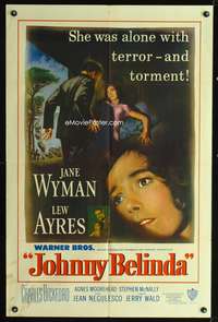 t337 JOHNNY BELINDA one-sheet movie poster '48 Jane Wyman, Lew Ayres