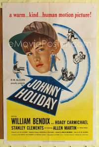 t338 JOHNNY HOLIDAY one-sheet movie poster '50 introducing Allen Martin, Hoagy Carmichael