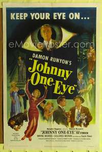 t339 JOHNNY ONE-EYE one-sheet movie poster '50 Damon Runyon, Pat O'Brien, cool artwork!