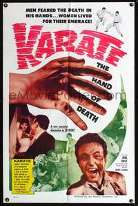 t346 KARATE THE HAND OF DEATH one-sheet movie poster '61 wacky kung fu image!