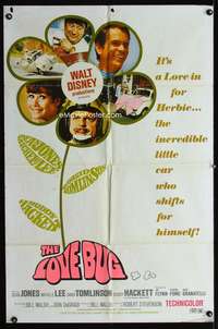 t372 LOVE BUG one-sheet movie poster '69 Disney, Volkswagen Beetle race car Herbie!