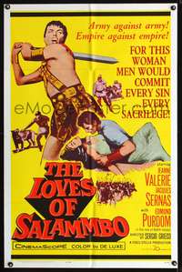 t375 LOVES OF SALAMMBO one-sheet movie poster '62 Edmund Purdom as Narr Havas!