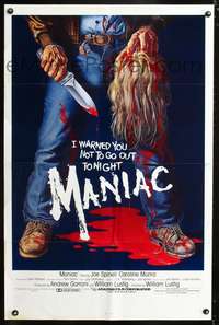 t393 MANIAC one-sheet movie poster '80 most classic gory Gaia horror artwork!