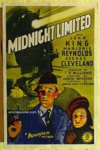 t401 MIDNIGHT LIMITED one-sheet movie poster '40 best train stone litho!