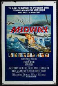 t402 MIDWAY style B one-sheet movie poster '76 Charlton Heston, Henry Fonda