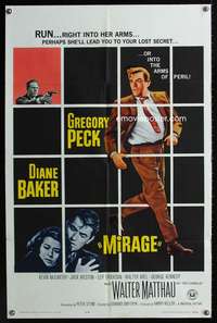 t405 MIRAGE one-sheet movie poster '65 Gregory Peck, Diane Baker