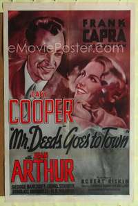 t428 MR DEEDS GOES TO TOWN one-sheet movie poster R50 Gary Cooper, Jean Arthur, Frank Capra