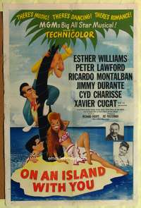 t461 ON AN ISLAND WITH YOU one-sheet '48 Esther Williams, Jimmy Durante, Lawford, Hirschfeld art!