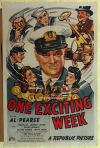 t464 ONE EXCITING WEEK one-sheet movie poster '46 Al Pearce, Shemp Howard pictured!