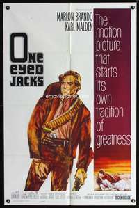 t465 ONE EYED JACKS one-sheet movie poster '61 Marlon Brando directed & starred!