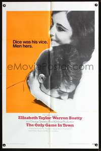 t469 ONLY GAME IN TOWN int'l one-sheet movie poster '69 Elizabeth Taylor, Warren Beatty