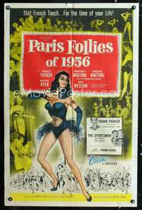 t483 PARIS FOLLIES OF 1956 one-sheet movie poster '56 super sexy French showgirl!