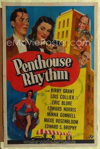 t486 PENTHOUSE RHYTHM one-sheet movie poster '44 Kirby Grant, sexy Lois Collier!