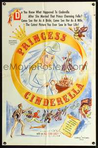 t499 PRINCESS CINDERELLA one-sheet movie poster '55 what happened after she married Prince Charming?