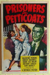 t501 PRISONERS IN PETTICOATS one-sheet movie poster '50 great woman in prison cat fight artwork!