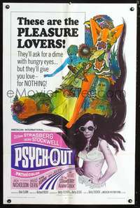 t502 PSYCH-OUT one-sheet movie poster '68 AIP, drugs, sexy pleasure lover Susan Strasberg!